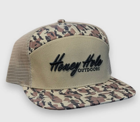 Honey Hole 7 Panel Flatbill - Duck Boat Camo