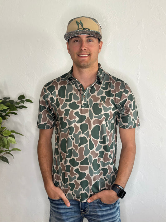 Roost Old School Camo Polo