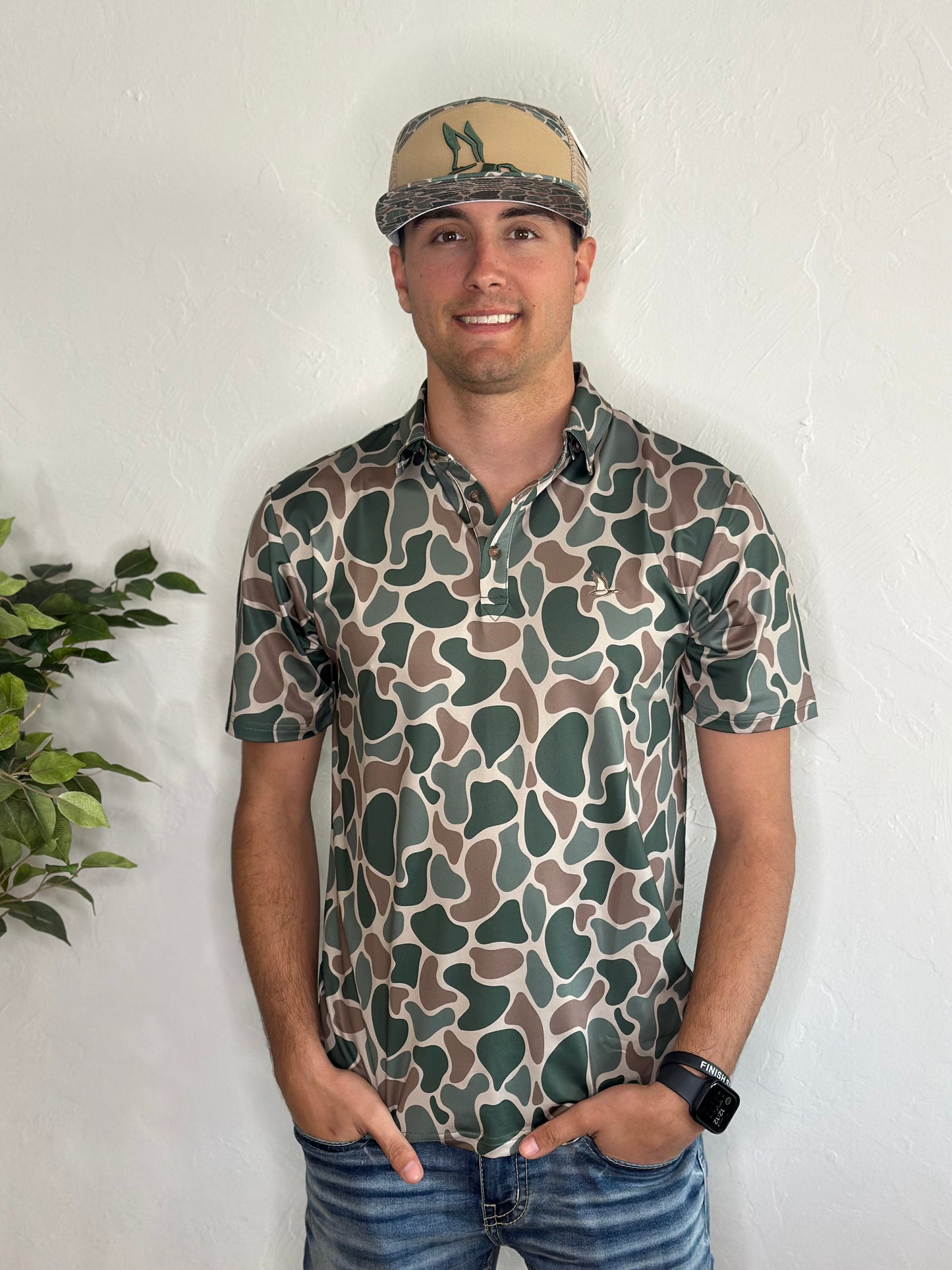 Roost Old School Camo Polo