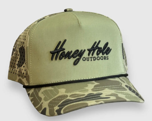 Honey Hole Performance Heritage Green Camo Hat